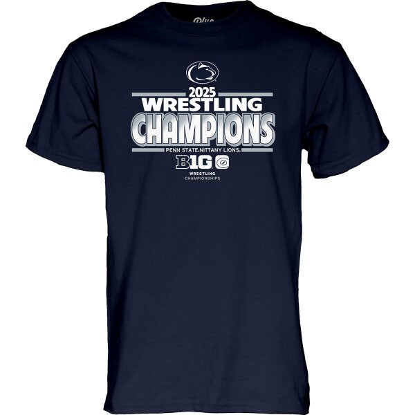 2025 Big 10 Wrestling Champions Penn State Nittany Lions navy short sleeve t-shirt